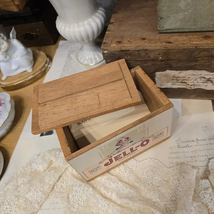 [BUNJANG] Vintage Jell-O Advertising Recipe Box / 빈티지 우드 레시피 박스