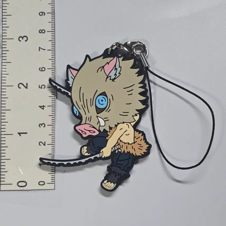 [BUNJANG] Demon Slayer Inosuke Hashibira Rubber Mascot Keychain Strap / 하시비라 이노스케 귀멸의 칼날 러버 마스코트 캐릭터 키체인 키링 키홀더