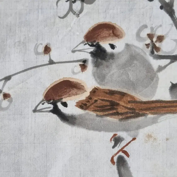 [BUNJANG] Korean Traditional Painting Plum Blossoms and Sparrows / 매조도 알그림. 가로33 세로62