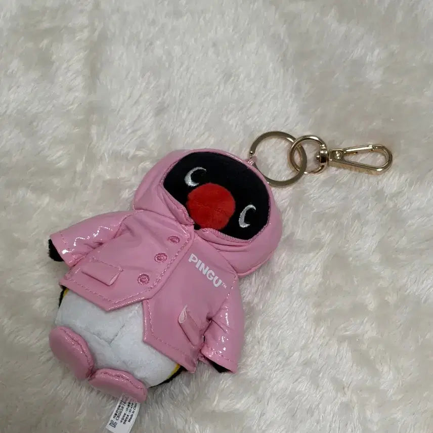 [BUNJANG] Pingu Pink Raincoat Doll Keychain (10cm) / 핑구 핑크 우비 인형키링(10cm)