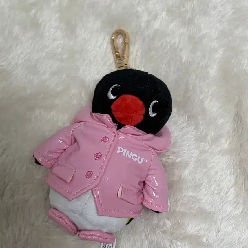 [BUNJANG] Pingu Pink Raincoat Doll Keychain (10cm) / 핑구 핑크 우비 인형키링(10cm)