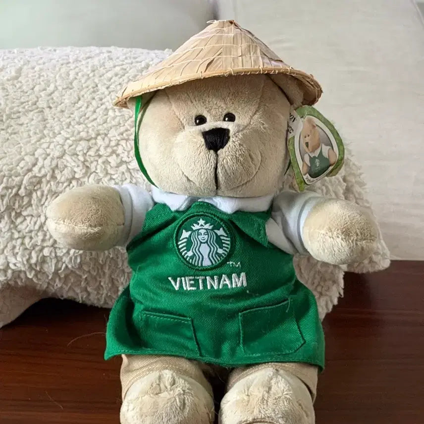 [BUNJANG] Starbucks Vietnam Limited Edition Bearista Doll with Non La Hat / 스타벅스 베트남 베어리스타 인형