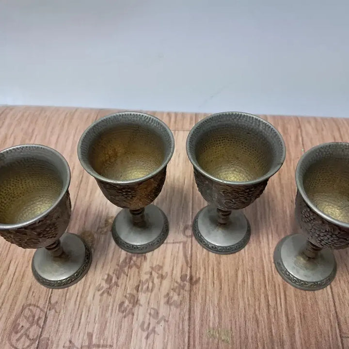 [BUNJANG] Vintage Grape Engraved Glass Set (Set of 4) / 빈티지 포도문양잔 4개셋트 일괄판매