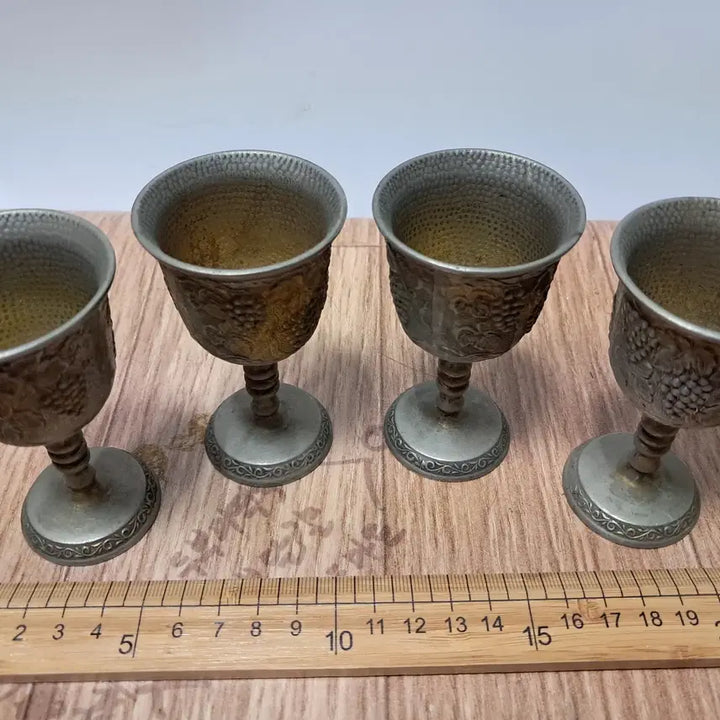 [BUNJANG] Vintage Grape Engraved Glass Set (Set of 4) / 빈티지 포도문양잔 4개셋트 일괄판매