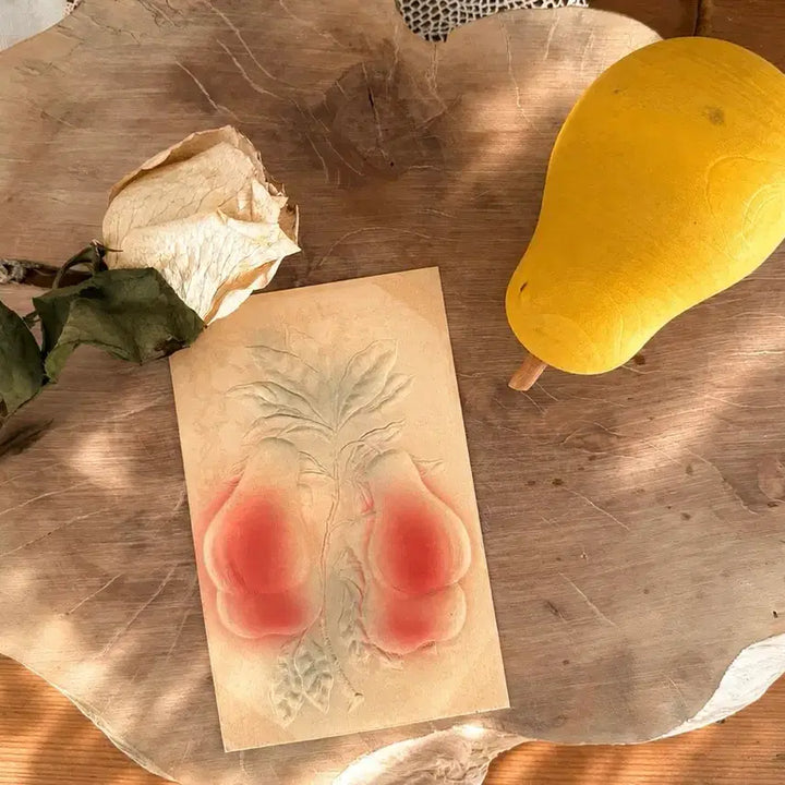 [BUNJANG] Antique Embossed Western Pear Postcard / 앤틱엽서 입체양각 피치핑크 서양배