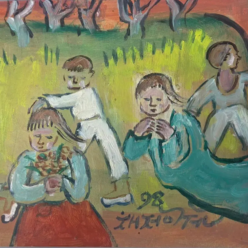 [BUNJANG] Chae Jeong-kwon (1931-2009) "Childhood Innocence" Gouache on Paper / 서양화 유화 부산 경남 1세대 작가 채정권 동심 종이에 유채