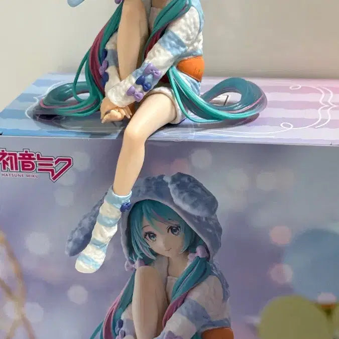 [BUNJANG] Hatsune Miku Rabbit Blue Pajamas Noodle Stopper Figure / 하츠네 미쿠 토끼 블루 파자마 누들스토퍼 판매
