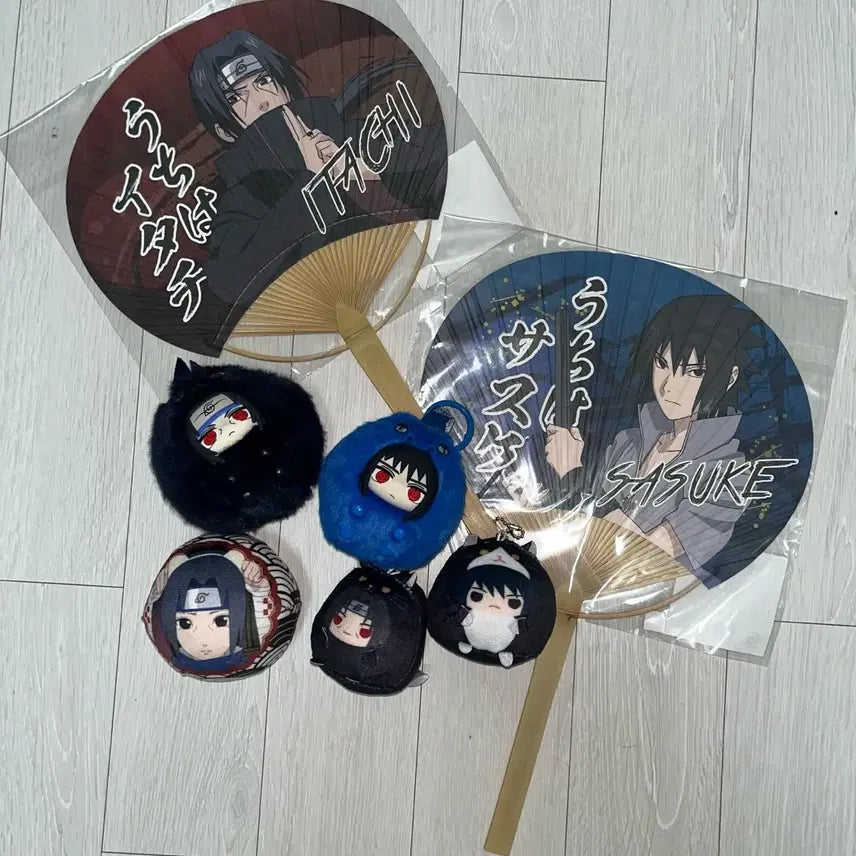 [BUNJANG] Naruto Uchiha Sasuke Itachi Fan Keychain Plush Set / 나루토 우치하 사스케 이타치 부채 키링 인형 세트