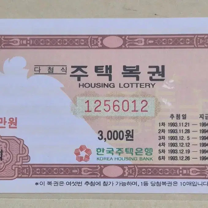 [BUNJANG] Dacheom Sik House Lottery Tickets, Issues 1 &amp; 2 / 다첨식 주택복권 1,2회