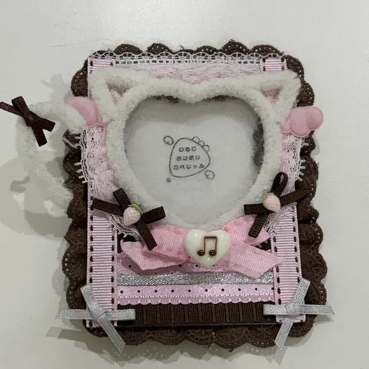 [BUNJANG] Ichigo Bong Bong Strawberry Chocolate Neko White Lace Card Holder / 이치고봉봉 딸기초코 네코 화이트 레이스 탑꾸 탑로더 팬시 아뜰리에