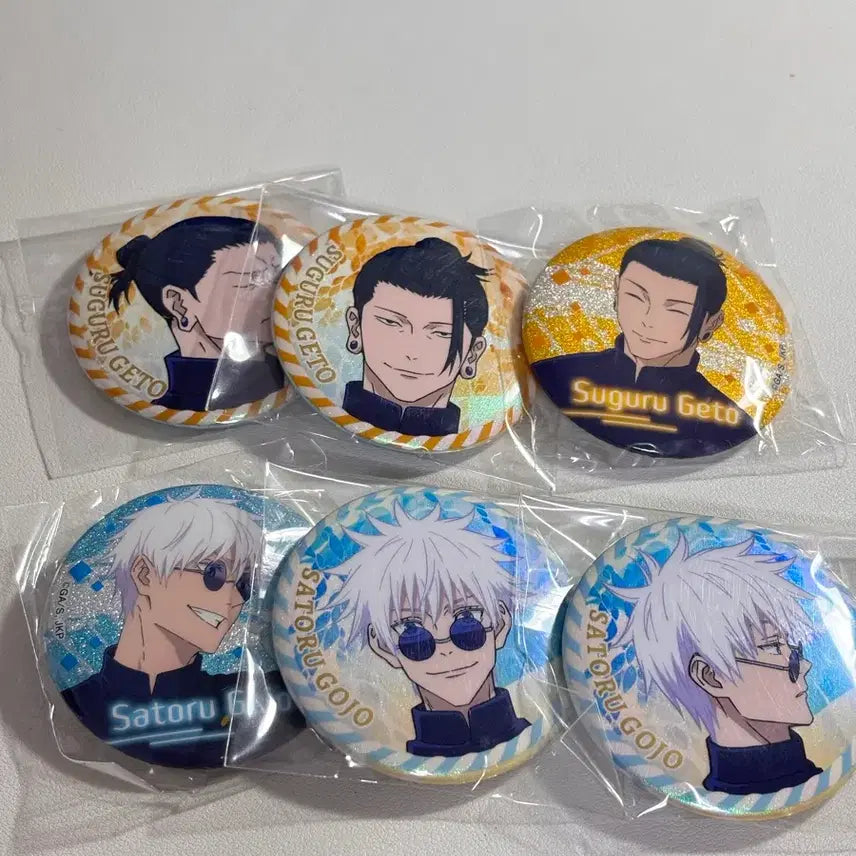 [BUNJANG] Jujutsu Kaisen Geto &amp; Gojo Can Badge &amp; Ballpoint Pen Set / 주술회전 게토 고죠 캔뱃지 볼펜 세트 가챠