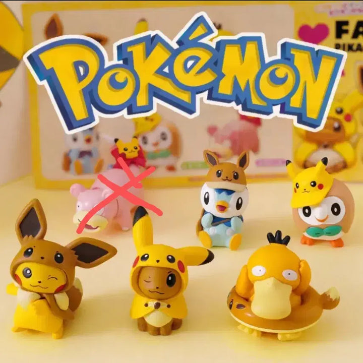 [BUNJANG] Eevee &amp; Pikachu Poncho Gacha 5-Set Sealed / 이브이피카츄 판쵸 가챠 5종 일괄 미개봉