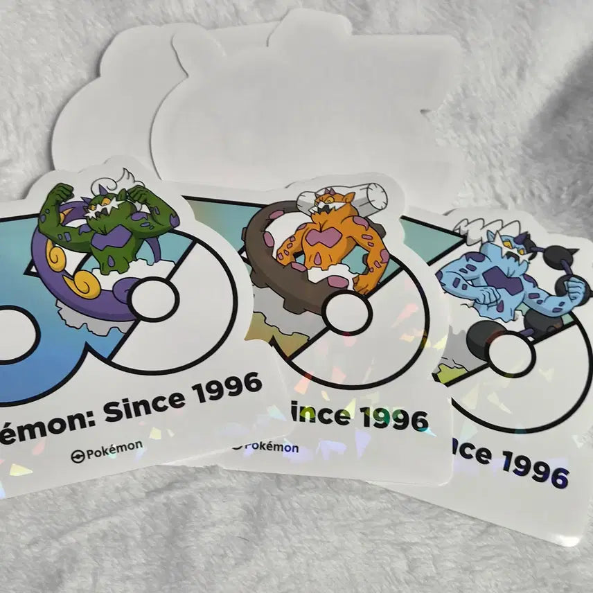 [BUNJANG] Pokemon 30th Anniversary Logo Sticker Set (Tornadus, Thundurus, Landorus, 2 Random) / 포켓몬 30주년 로고 스티커 토네로스, 랜드로스, 볼트로스, 랜덤2장