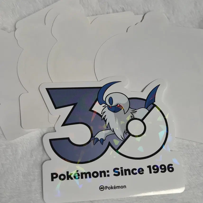 [BUNJANG] Pokemon 30th Anniversary Logo Sticker Absol + 4 Random Stickers Set / 포켓몬 30주년 로고 스티커 앱솔+랜덤4장 판매합니다.