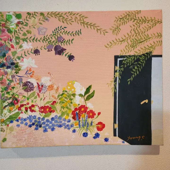 [BUNJANG] Yoon Young-chun "Feast of Flowers" Oil and Mixed Media on Canvas / [유명작가] 윤영천 화백의 꽃의 향연  공간을 채우는 시적인 서정성