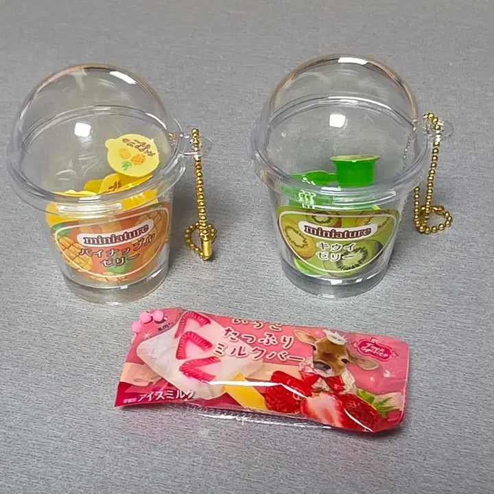[BUNJANG] Sanrio Miniature Cup Jelly &amp; Ice Cream Gachapon Keychains / 일본 간식 디저트 식품 컵젤리 아이스 가챠 키링 산리오 미니어처 실바니안