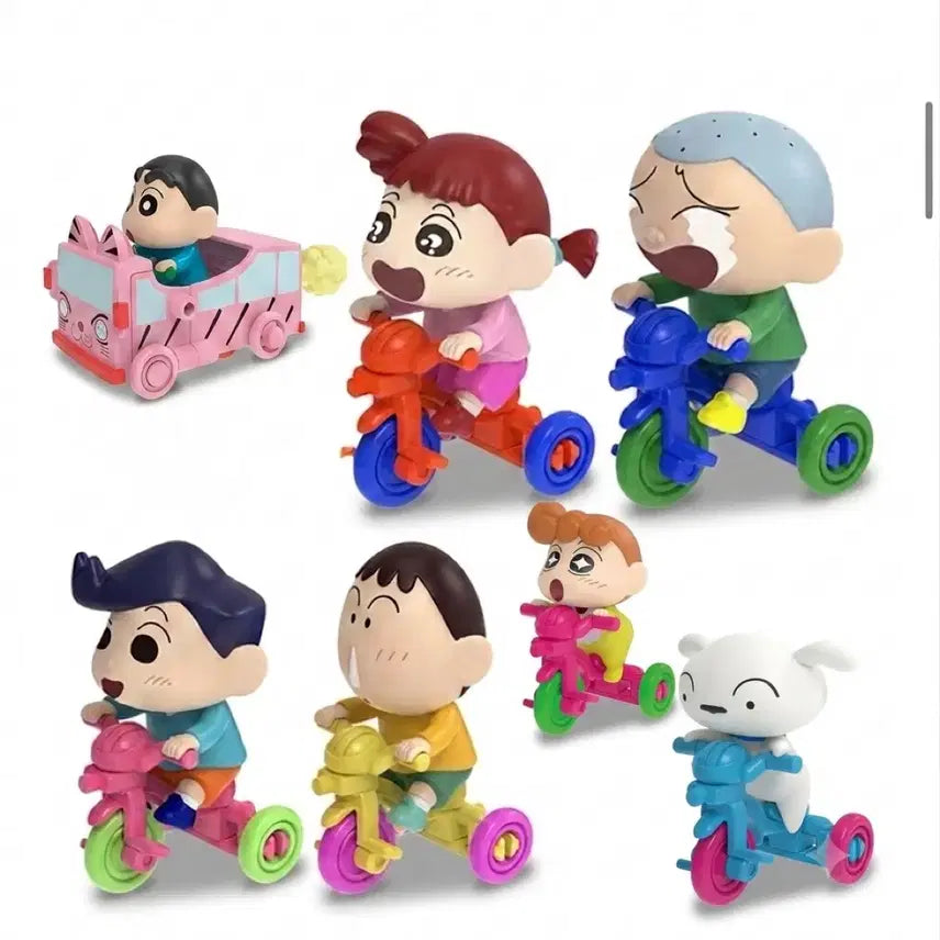 [BUNJANG] Crayon Shin-chan Bicycle Figure 7-Piece Bundle Set / 짱구 가챠- 자전거 피규어 7종 일괄 판매