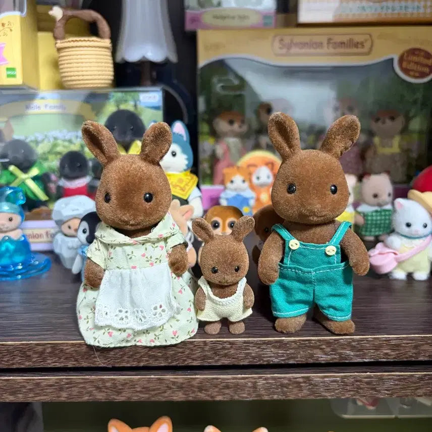 [BUNJANG] Sylvanian Families Brown Rabbit Family Set / 실바니안 올드) 갈색 토끼 가족 일괄