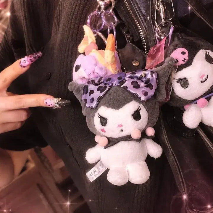 [BUNJANG] Sanrio Kuromi Leopard Print Gal Style Plush / 일본정품/산리오] 1개 남음! 미개봉 2026신상 호피 갸루 쿠로미