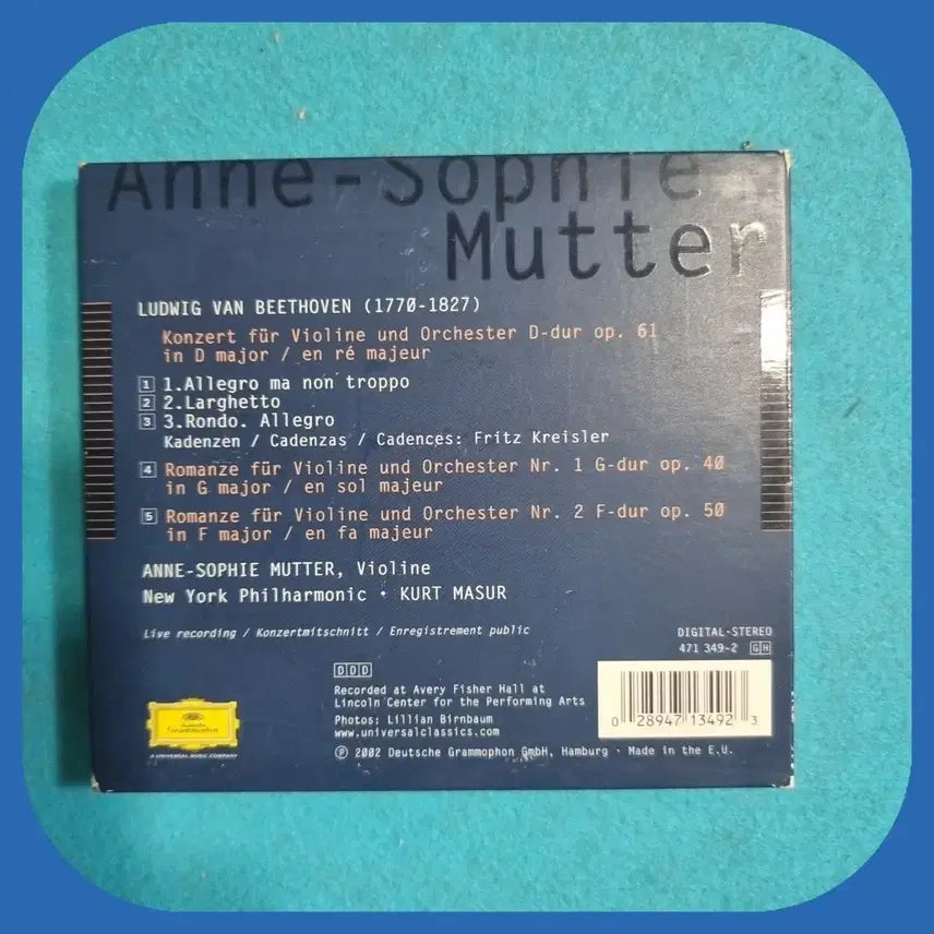 [BUNJANG] Anne-Sophie Mutter Beethoven Violin Concerto Romance CD Unused / 안네소피 무터 베토벤 바이올린 협주곡 로망스 CD 미사용