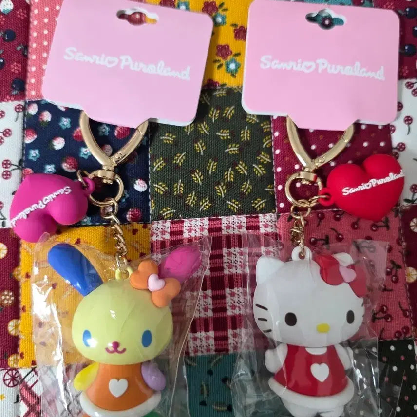 [BUNJANG] Sanrio Puroland Kitty Usahana 2-Set Keychain / 산리오 퓨로랜드 키티 우사하나 2종 세트 키링