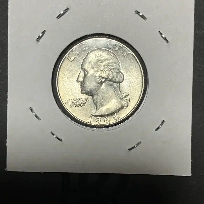 [BUNJANG] 1964 Washington Quarter Silver Coin (Philadelphia Mint, Uncirculated) / 1964년 미국 워싱턴 쿼터 25센트 은화 (필라델피아, 미사용급)