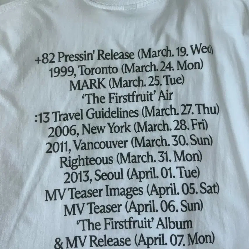 [BUNJANG] NCT Mark The Firstfruit Timetable T-shirt / (미착용) 엔시티 마크 the firstfruit 타임테이블 티셔츠