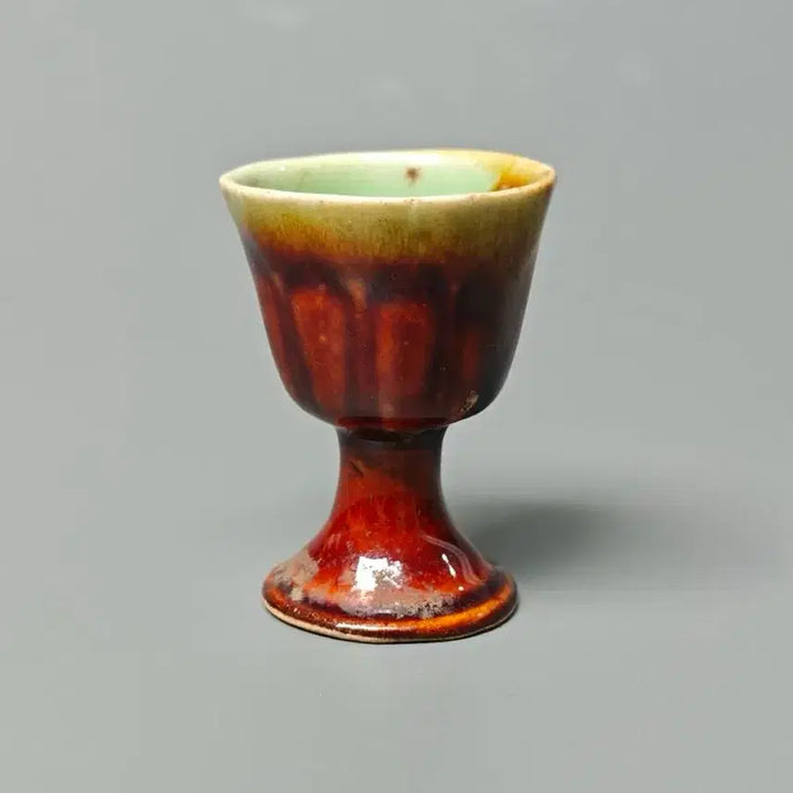[BUNJANG] Republic of China Era Celadon Glaze High-Footed Cup Antique Chinese Porcelain / [진품] 민국시대 요변유 고족배 잔 중국도자기 골동품 고미술품 수집품