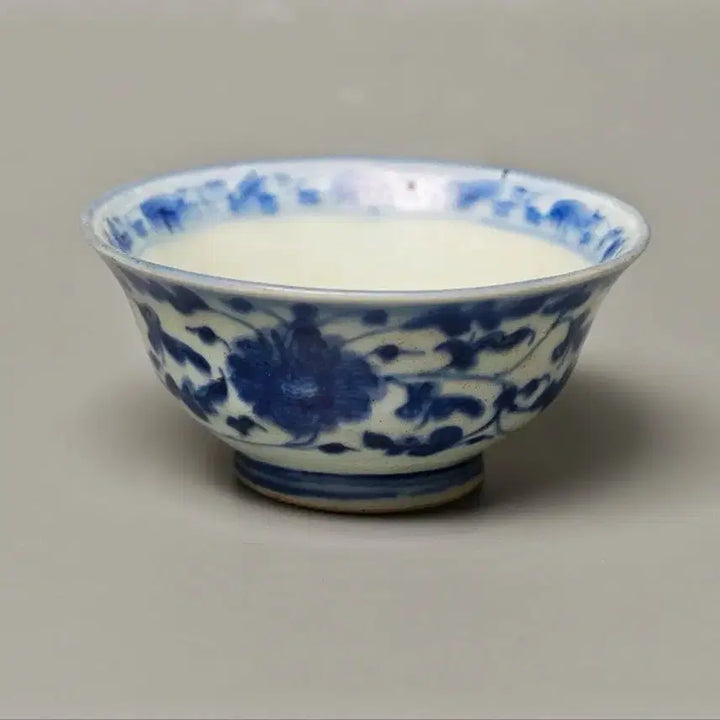 [BUNJANG] Chinese Qing Dynasty Celadon Porcelain Tea Bowl Antique / [진품] 청나라 중기 청화초화문 다완 중국도자기 골동품 고미술품 수집품