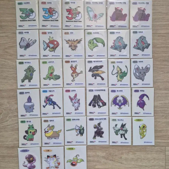 [BUNJANG] Pokemon 30th Anniversary 33 Stickers Bundle Set / 포켓몬 30주년 기념 띠부씰 33종 일괄