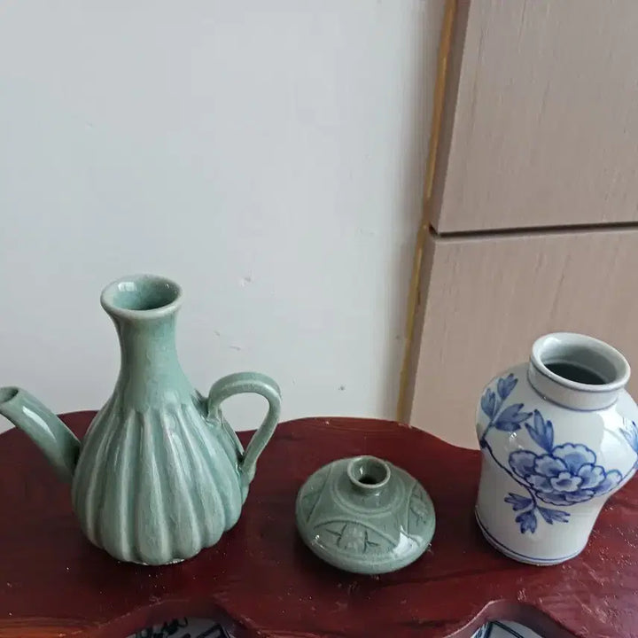 [BUNJANG] Goryeo Celadon Ewer and Joseon White Porcelain Set / 청자주자  청자유병 청백 쎝