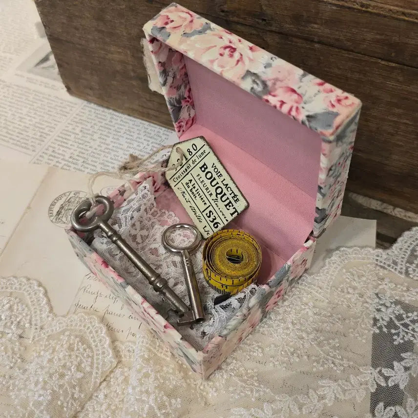 [BUNJANG] Vintage French Flower Fabric Cartonnage Box / 빈티지 플라워 패브릭 박스 까또나주