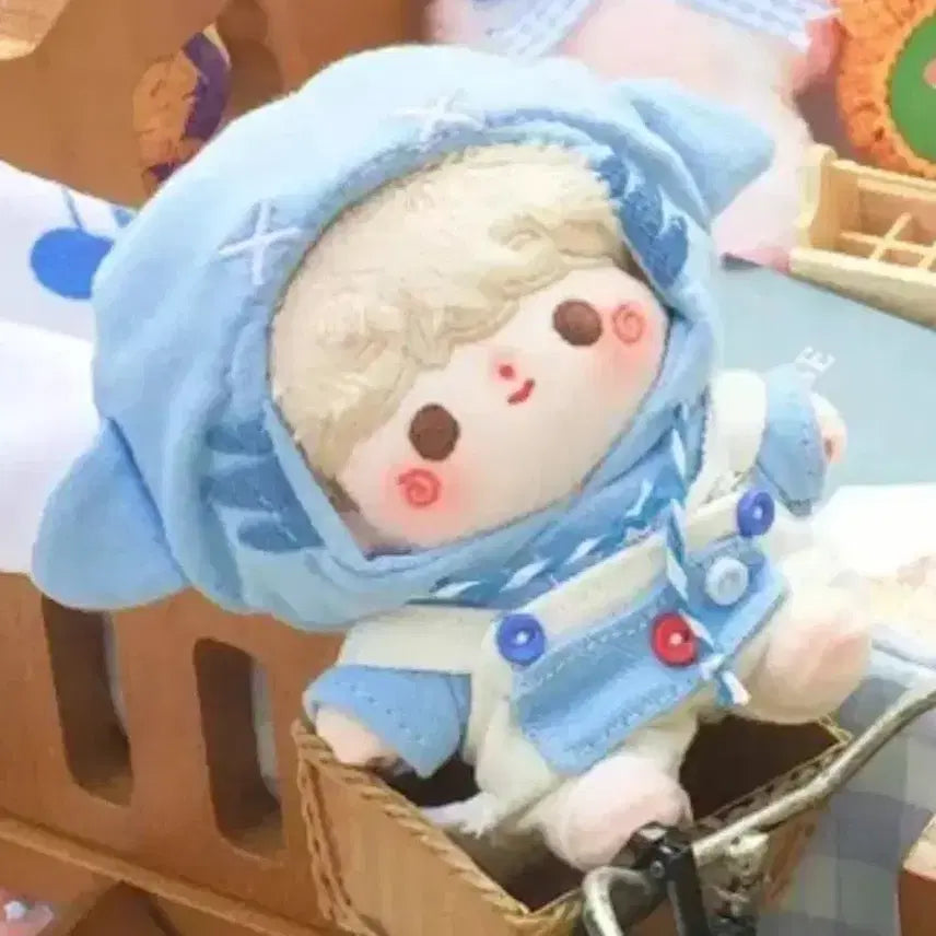 [BUNJANG] 10cm Doll Clothes Shark Overalls / 10cm 인형옷 상어 멜빵 바지