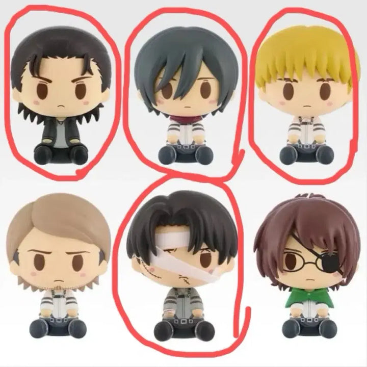 [BUNJANG] Attack on Titan Chokonokko Figure Set (Eren, Mikasa, Armin, Levi) / 진격의거인 초코노코 각자의결의 쿠지 H상 4종 일괄