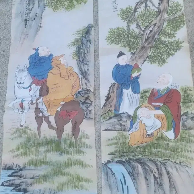 [BUNJANG] Antique 8-Panel Folding Screen Painting of Immortals / 8폭 신선도그림