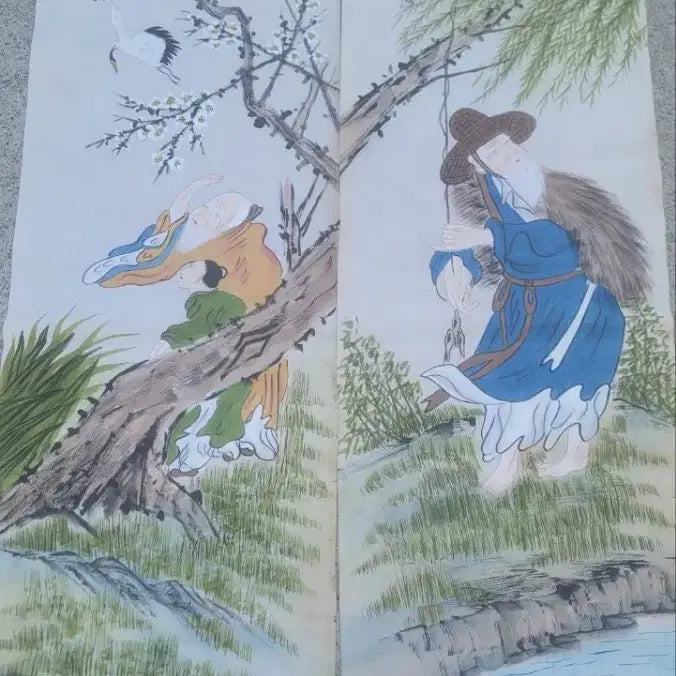 [BUNJANG] Antique 8-Panel Folding Screen Painting of Immortals / 8폭 신선도그림