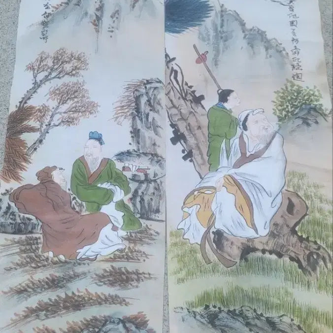 [BUNJANG] Antique 8-Panel Folding Screen Painting of Immortals / 8폭 신선도그림