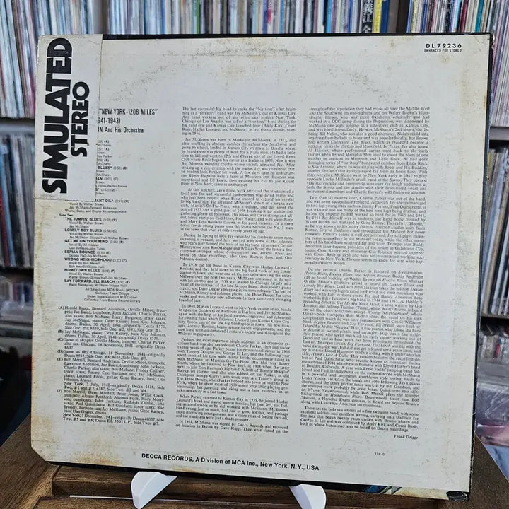 [BUNJANG] Jay McShann "New York - 1208 Miles" (1941-1943) LP / (미국반, 재즈 피아니스트 제이 맥샨) Jay McShann LP