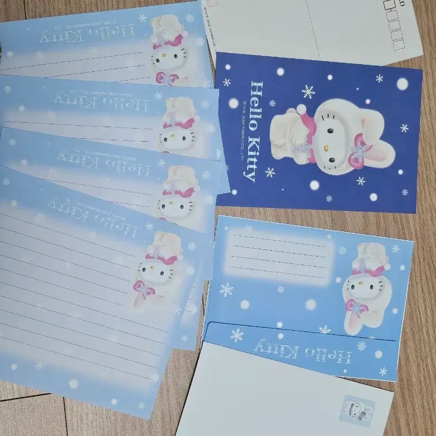 [BUNJANG] Hello Kitty Snow Rabbit Vintage Postcard &amp; Letter Set / 헬로키티 고전 빈티지 엽서 레터 편지지 세트 스노우래빗