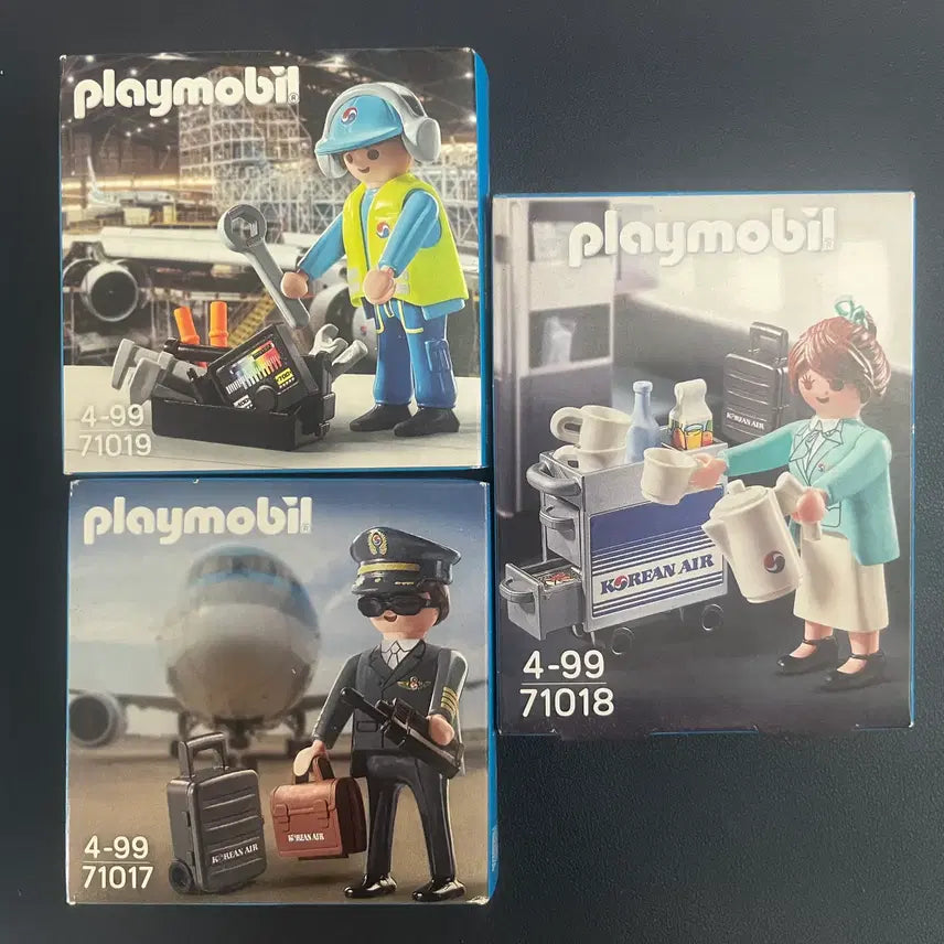[BUNJANG] Playmobil Korean Air Series Set (Flight Attendant + Pilot + Mechanic) / 미개봉) 플레이모빌 대한항공 시리즈  승무원+조종사+정비사 세트