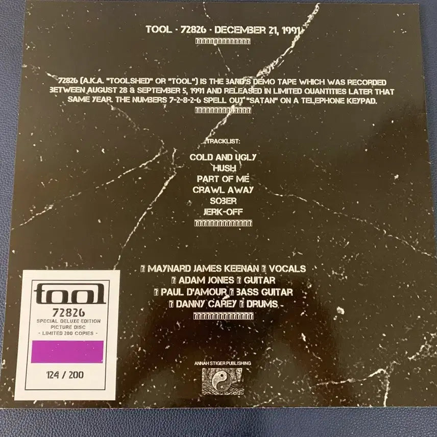 [BUNJANG] Tool 72826 First Demo Purple Vinyl (Limited Edition) / Tool LP 팝니다.(200장 한정반, 단순개봉)