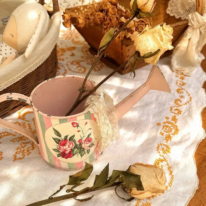 [BUNJANG] French Vintage Rose Watering Can / 프랑스 빈티지 장미 핑크 물뿌리개 (물조리개)
