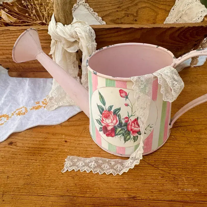 [BUNJANG] French Vintage Rose Watering Can / 프랑스 빈티지 장미 핑크 물뿌리개 (물조리개)