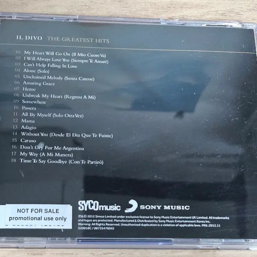 [BUNJANG] Il Divo The Greatest Hits Promotional CD / IL DIVO - The Greatest Hits (홍보용 CD)