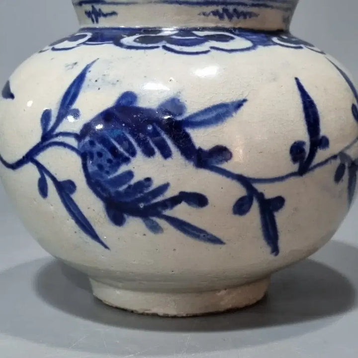 [BUNJANG] Joseon Dynasty White Porcelain Blue and White Gourd-Shaped Vase / 백자 청화 불수문 항아리
