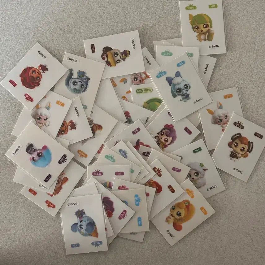 [BUNJANG] TINIFING Sticker Sheet Bundle (Approx. 62 sheets, including Hacheuping) / 티니핑 띠부씰 62장 대량 (하츄핑 등) (판매/교환->산리오/리락쿠마 등)