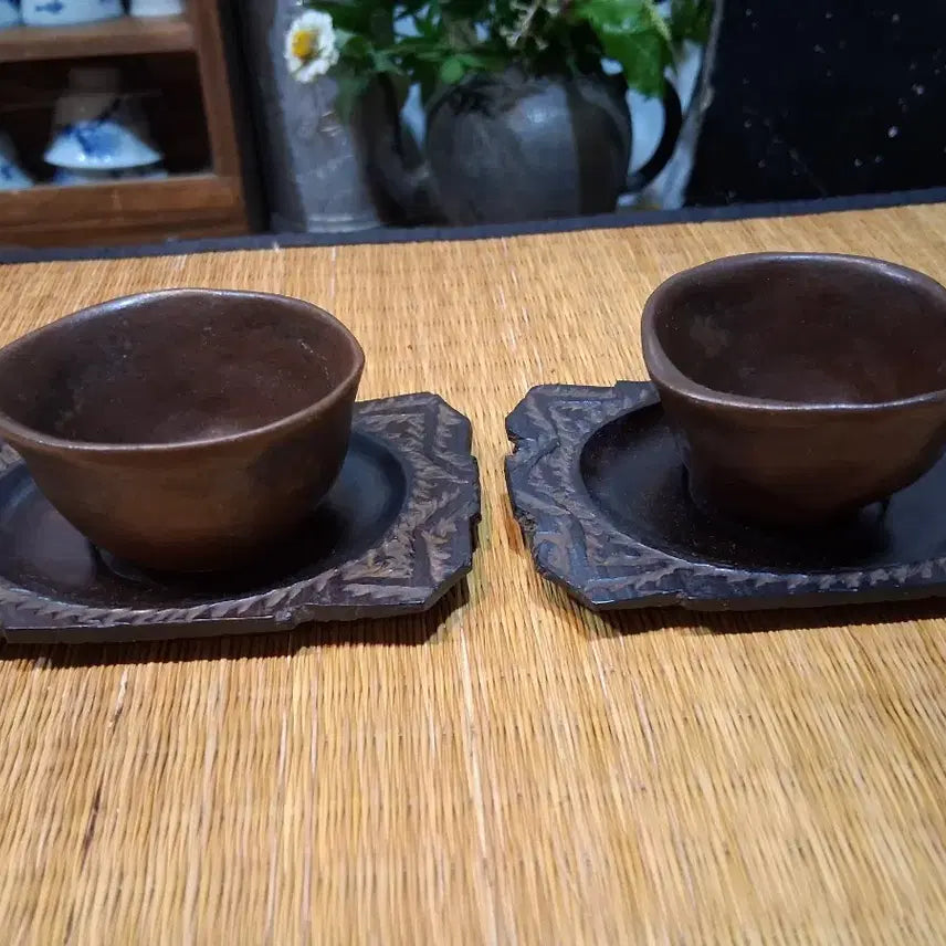[BUNJANG] Hand-formed Teacup Set (Tezuku-ne) - 2 Pieces / 손성형 ( 테즈쿠네 ) 으로 만든 차잔