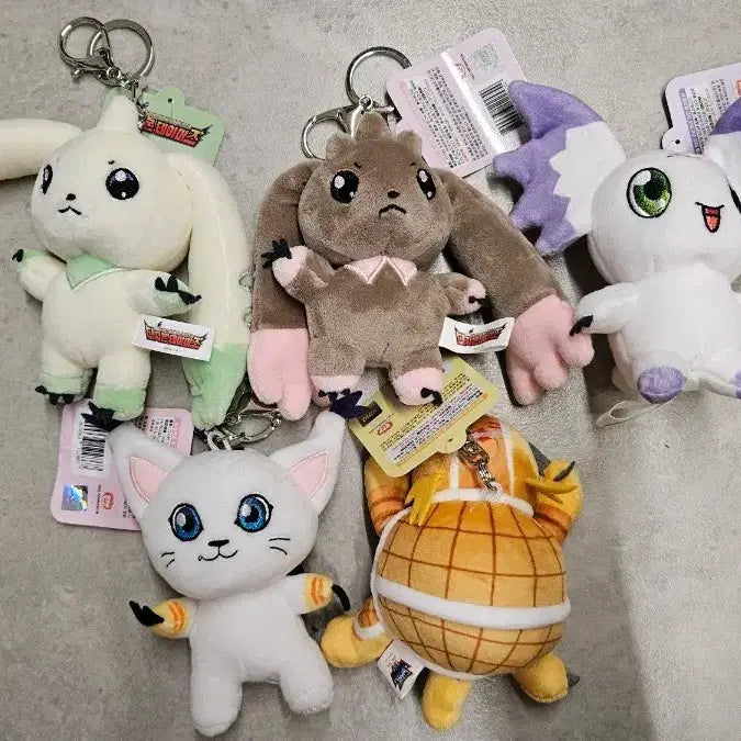 [BUNJANG] Digimon Plush Keychain 5-Piece Set / 디지몬 인형키링 5종 세트