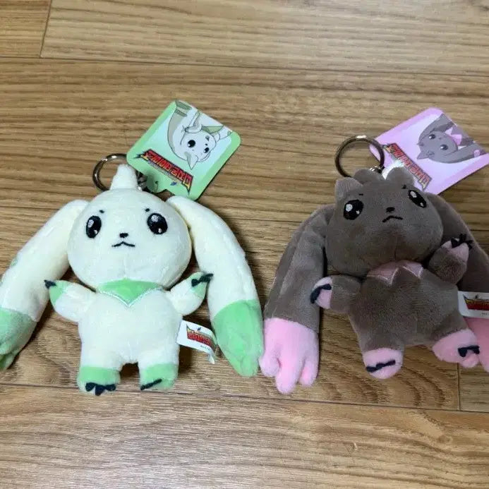 [BUNJANG] Digimon Terriermon &amp; Lopmon Plush Keychain Set / 디지몬 테리어몬&amp;로프몬 봉제 키링 인형 세트