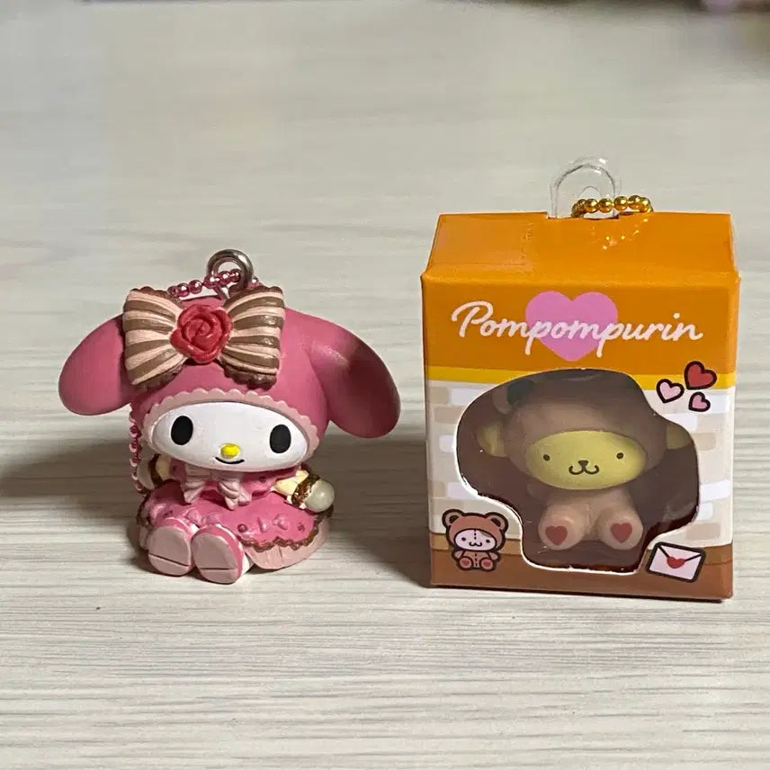 [BUNJANG] Sanrio My Melody &amp; Pompompurin Figure Keyring Bundle Set / 일괄) 마이멜로디, 폼폼푸린 피규어 키링